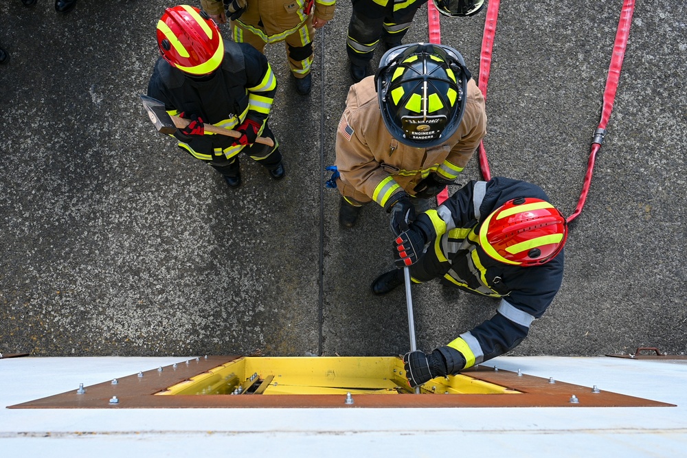 Firefighting Cross training between 424th ABS, Belgians &amp; Students
