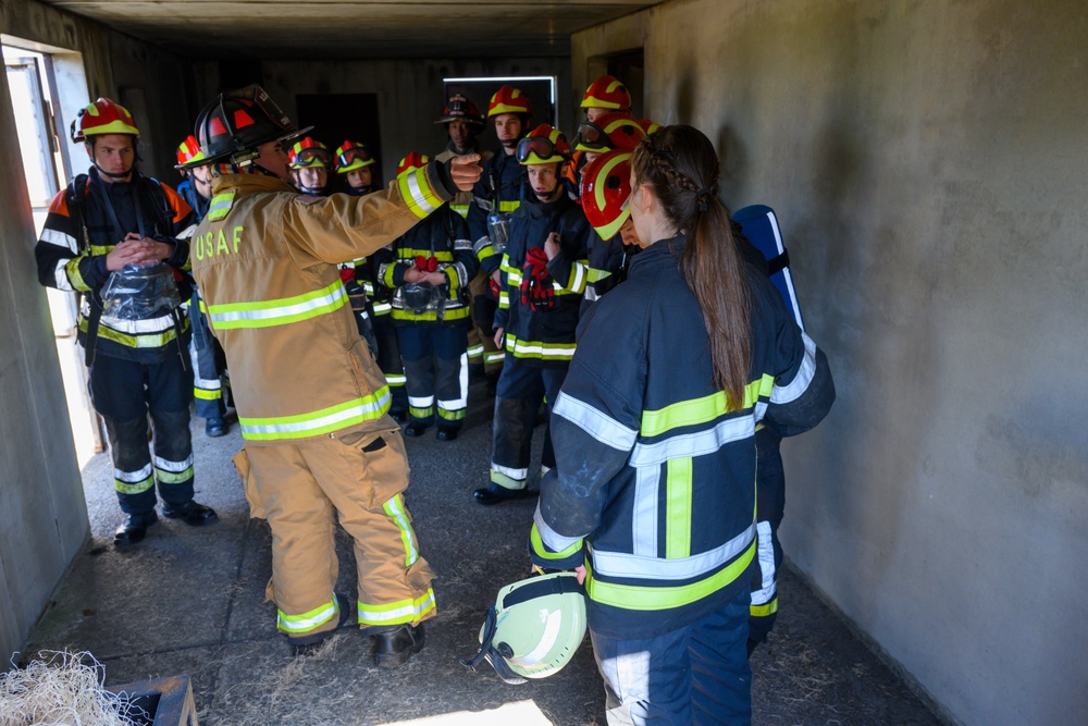 Firefighting Cross training between 424th ABS, Belgians &amp; Students
