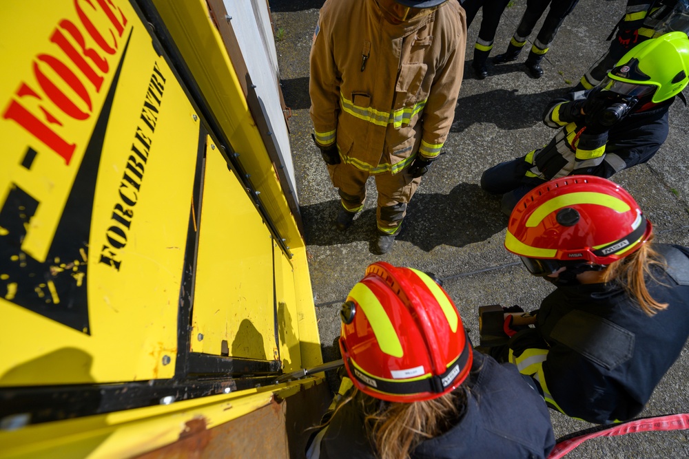 Firefighting Cross training between 424th ABS, Belgians &amp; Students