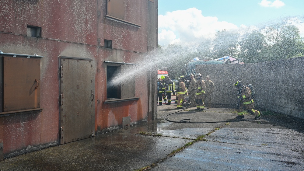 Firefighting Cross training between 424th ABS, Belgians &amp; Students