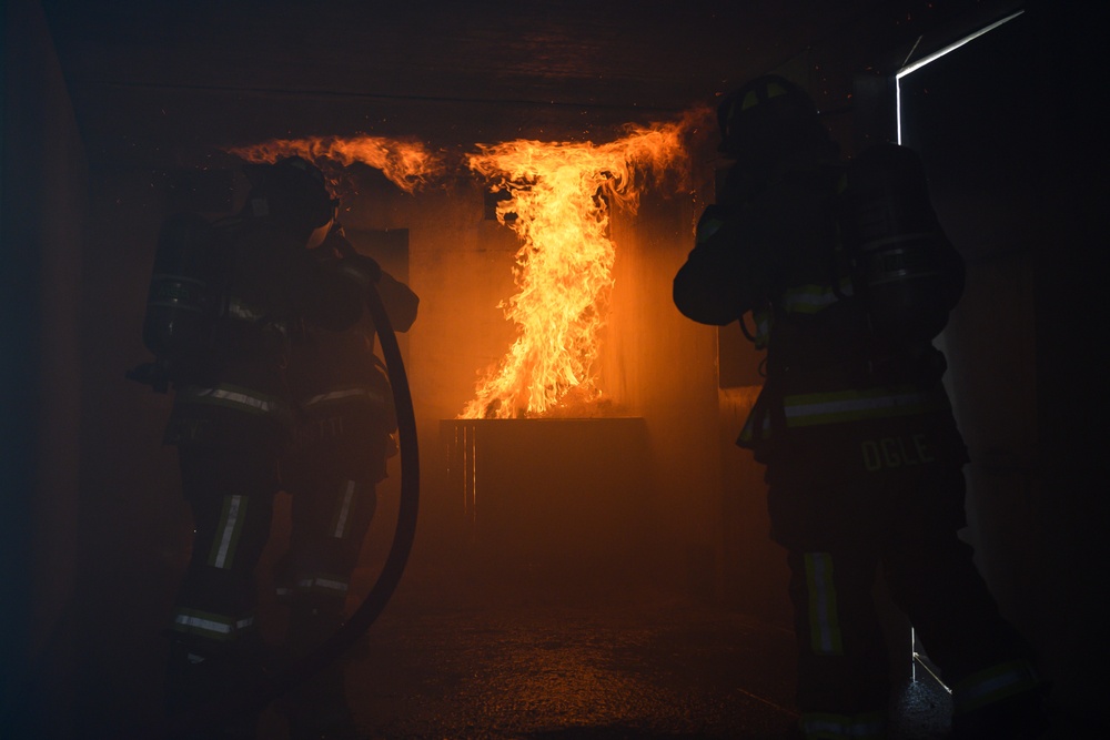 Firefighting Cross training between 424th ABS, Belgians &amp; Students