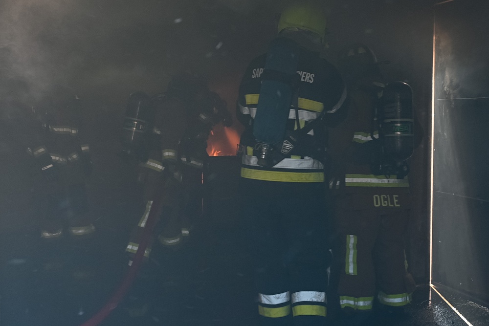 Firefighting Cross training between 424th ABS, Belgians &amp; Students