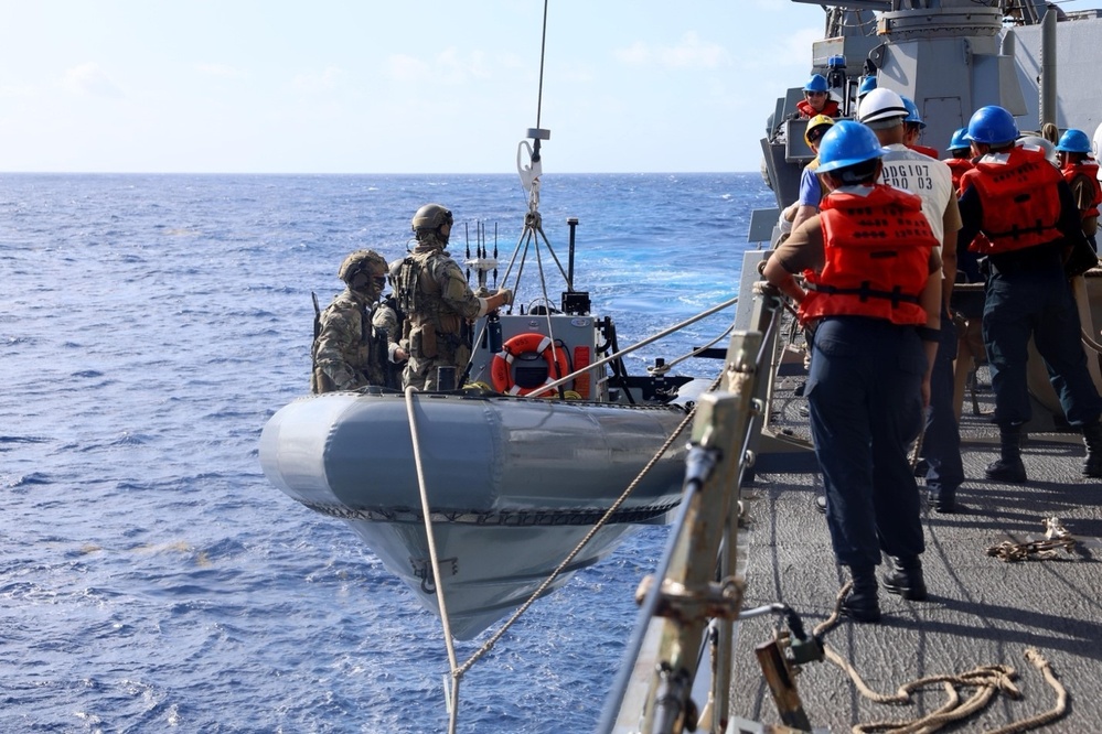 USS Gravely and U.S. Coast Guard Conduct Drug Interdiction in Caribbean Sea