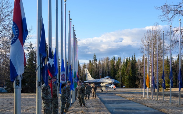 Eielson Honor Guard Raises 50 Flags