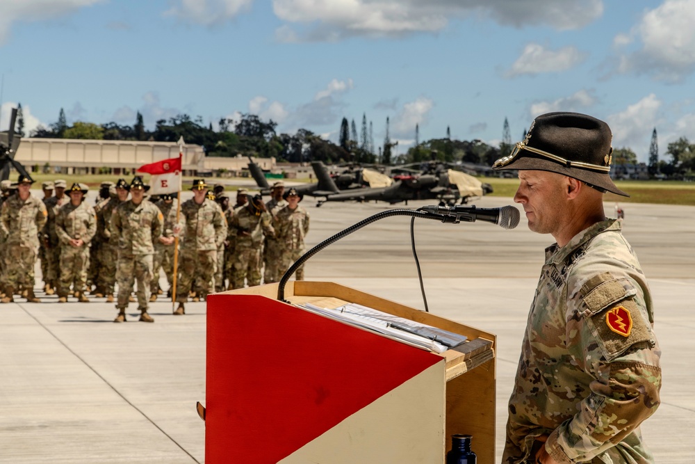 Lt. Col. Matthew D. McNeal addresses the formation at his COC Ceremony