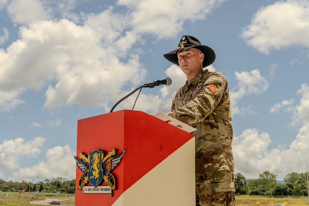 Lt. Col. Matthew R. Clawson addresses the formation during his COC Ceremony