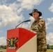 Lt. Col. Matthew R. Clawson addresses the formation during his COC Ceremony