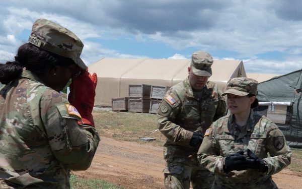 151st CBRN Battalion emplaces concertina wire during Immediate Response 25