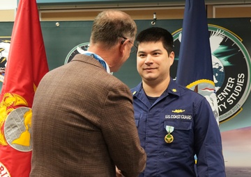 US Coast Guard Lt. Cmdr. Daniel Jones receives Joint Service Commendation Medal