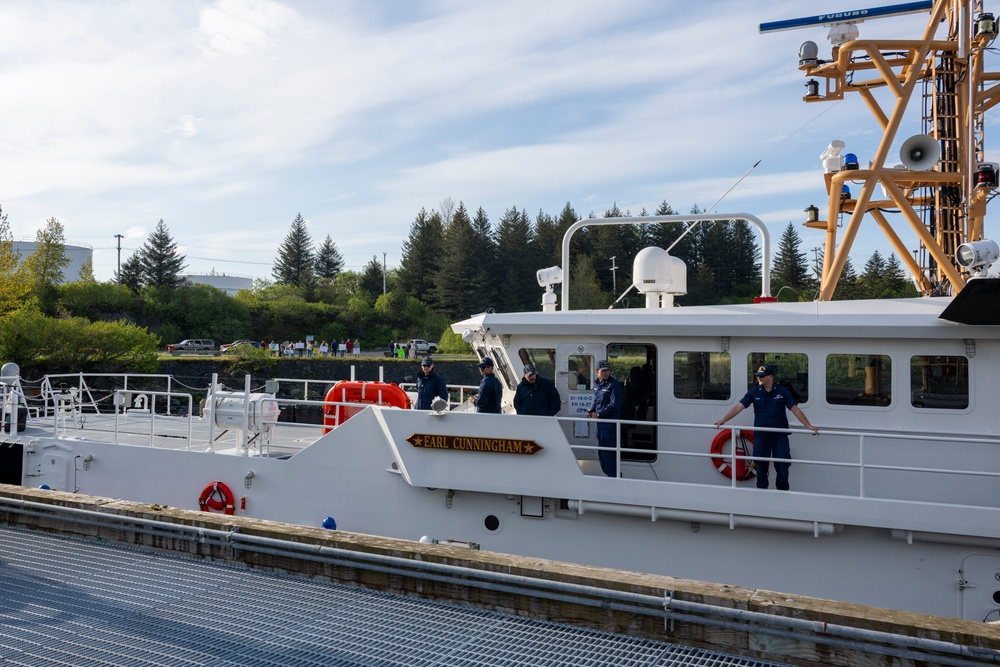 Coast Guard Cutter Earl Cunningham (WPC 1159) arrives to homeport in Kodiak, Alaska