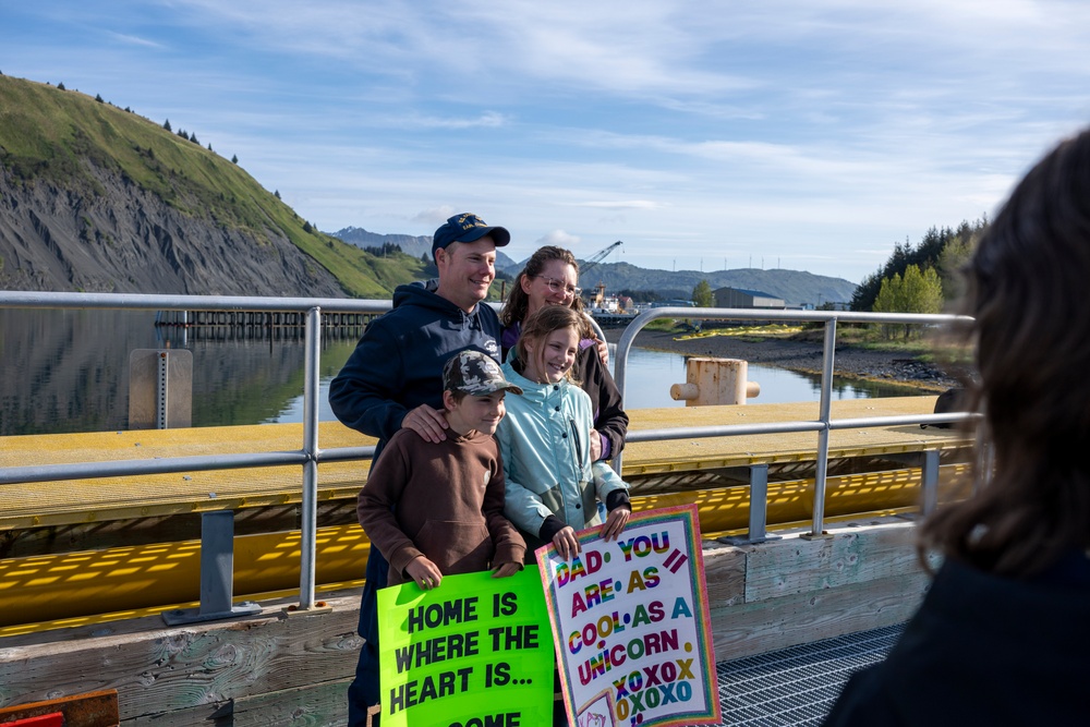 Coast Guard Cutter Earl Cunningham (WPC 1159) arrives to homeport in Kodiak, Alaska