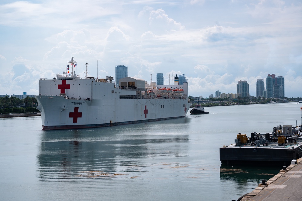 USNS Comfort arrives at The Port of Miami