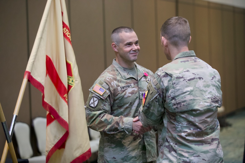 Bliss honors outgoing CSM Sweeney, welcomes CSM Theus at garrison ceremony