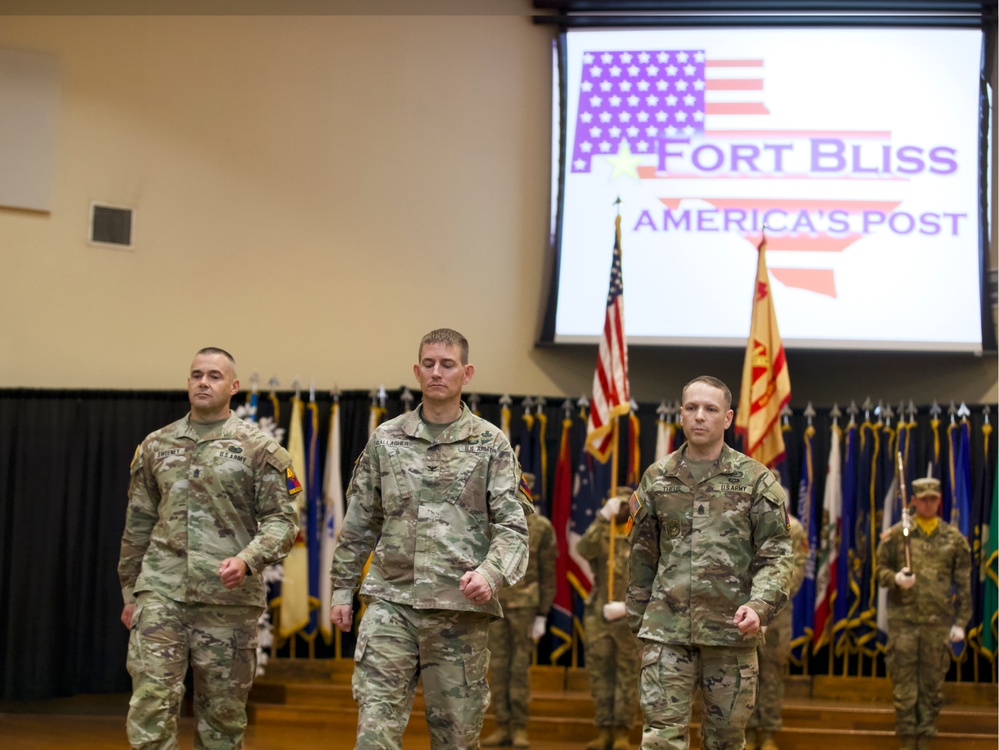 Fort Bliss honors outgoing CSM Sweeney, welcomes CSM Theus at garrison ceremony