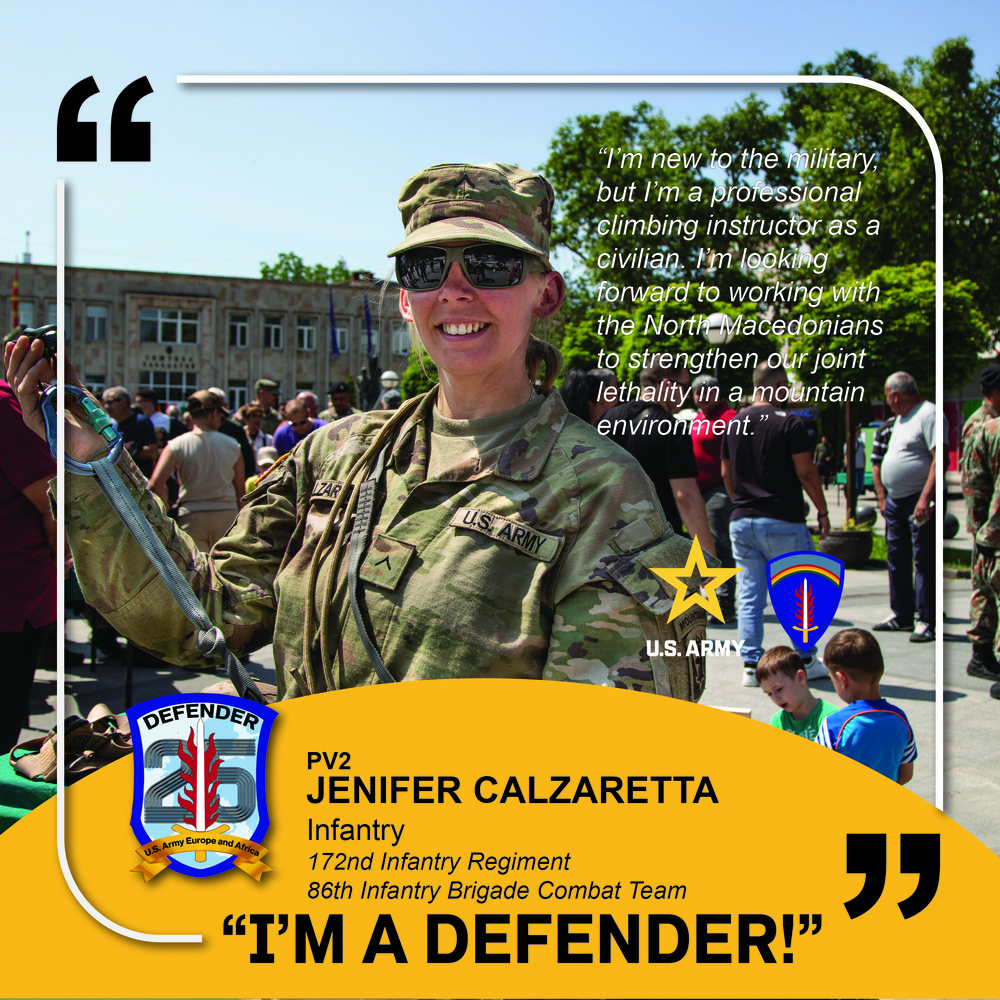 I'm a Defender: Vermont National Guard soldier poses for a photo at Immediate Response 2025 in North Macedonia