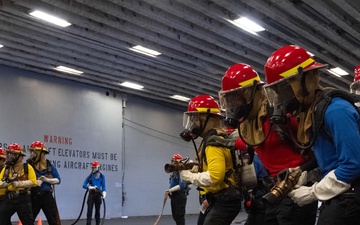 USS America (LHA 6) Conducts Aviation Firefighting Drill