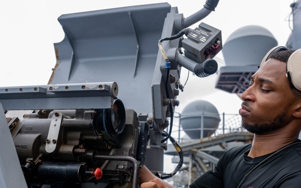 USS America (LHA 6) Conducts MK 38 Live Fire Exercise