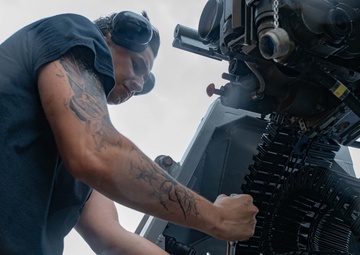 USS America (LHA 6) Conducts MK 38 Live Fire Exercise