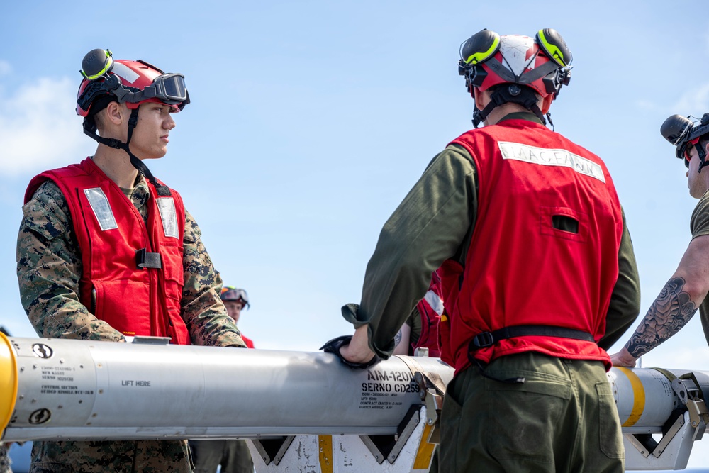 USS America (LHA 6) Conducts Aircraft Missile Upload