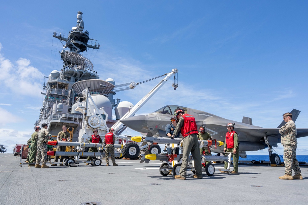 USS America (LHA 6) Conducts Aircraft Missile Upload