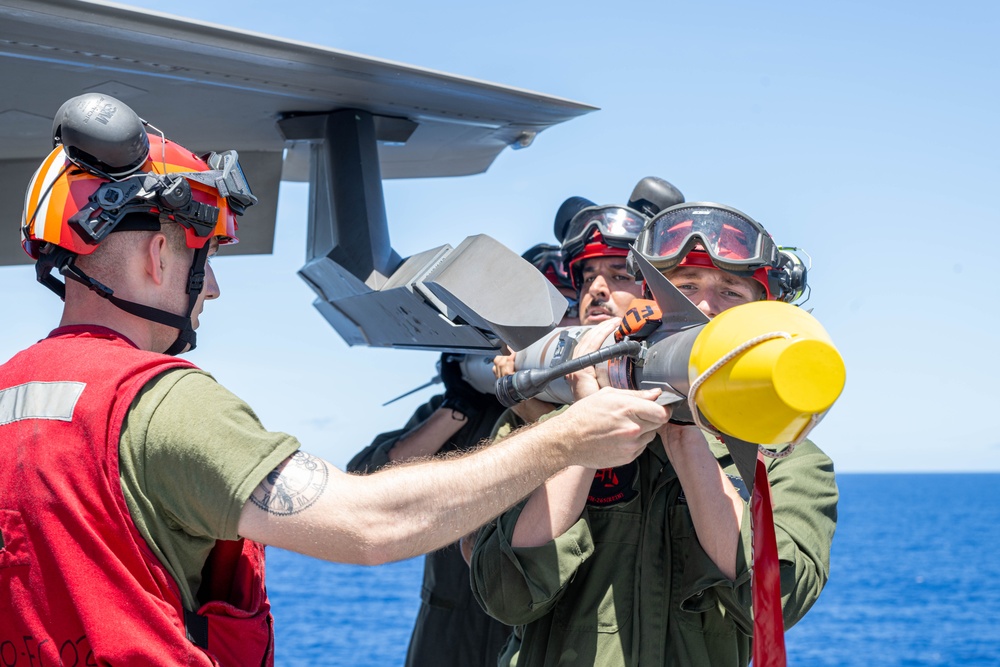 USS America (LHA 6) Conducts Aircraft Missile Upload