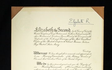 COL Thomas Nelson Page, Medical Corps, and former Chief Surgeon 8th Army was made an Honorary Commander of the Military Division of the Most Excellent Order of the British Empire, 2 May 1956.