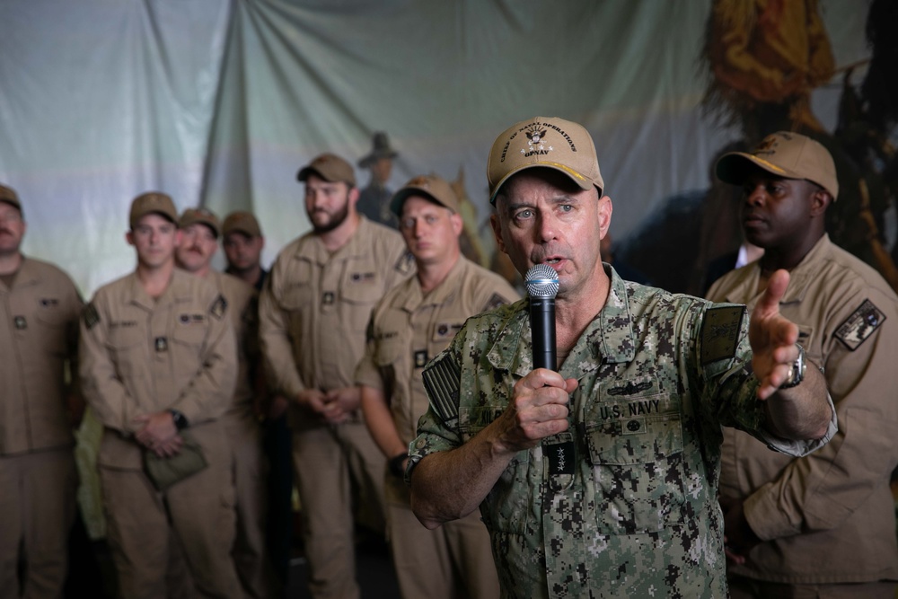 Acting Chief of Naval Operations Adm. Jim Kilby recognizes Sailors assigned to USS Billings