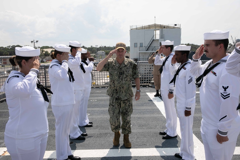 Acting Chief of Naval Operations Adm. Jim Kilby recognizes Sailors assigned to USS Billings