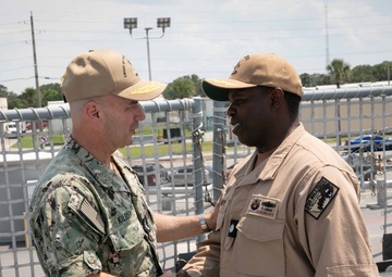Acting Chief of Naval Operations Adm. Jim Kilby recognizes Sailors assigned to USS Billings