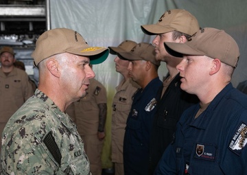 Acting Chief of Naval Operations Adm. Jim Kilby recognizes Sailors assigned to USS Billings