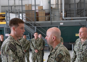 Acting Chief of Naval Operations Adm. Jim Kilby recognizes Sailors assigned to Helicopter Maritime Strike (HSM) Squadron 48