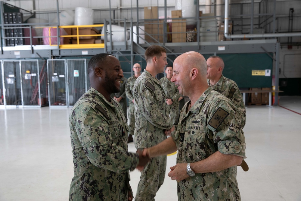 Acting Chief of Naval Operations Adm. Jim Kilby recognizes Sailors assigned to Helicopter Maritime Strike (HSM) Squadron 48
