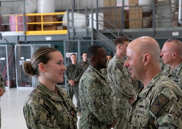 Acting Chief of Naval Operations Adm. Jim Kilby recognizes Sailors assigned to Helicopter Maritime Strike (HSM) Squadron 48