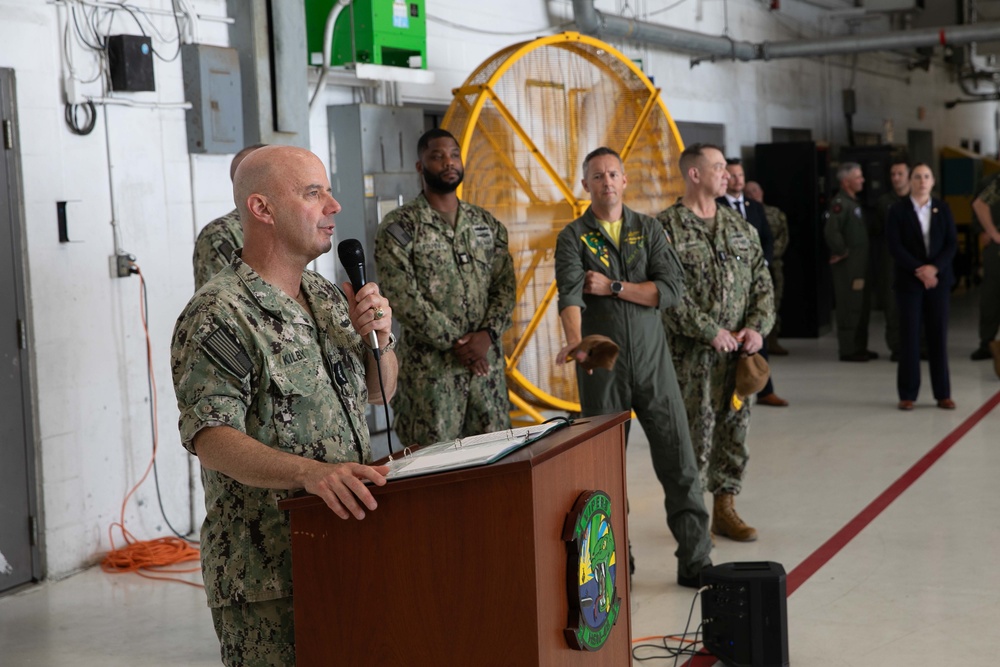 Acting Chief of Naval Operations Adm. Jim Kilby recognizes Sailors assigned to Helicopter Maritime Strike (HSM) Squadron 48