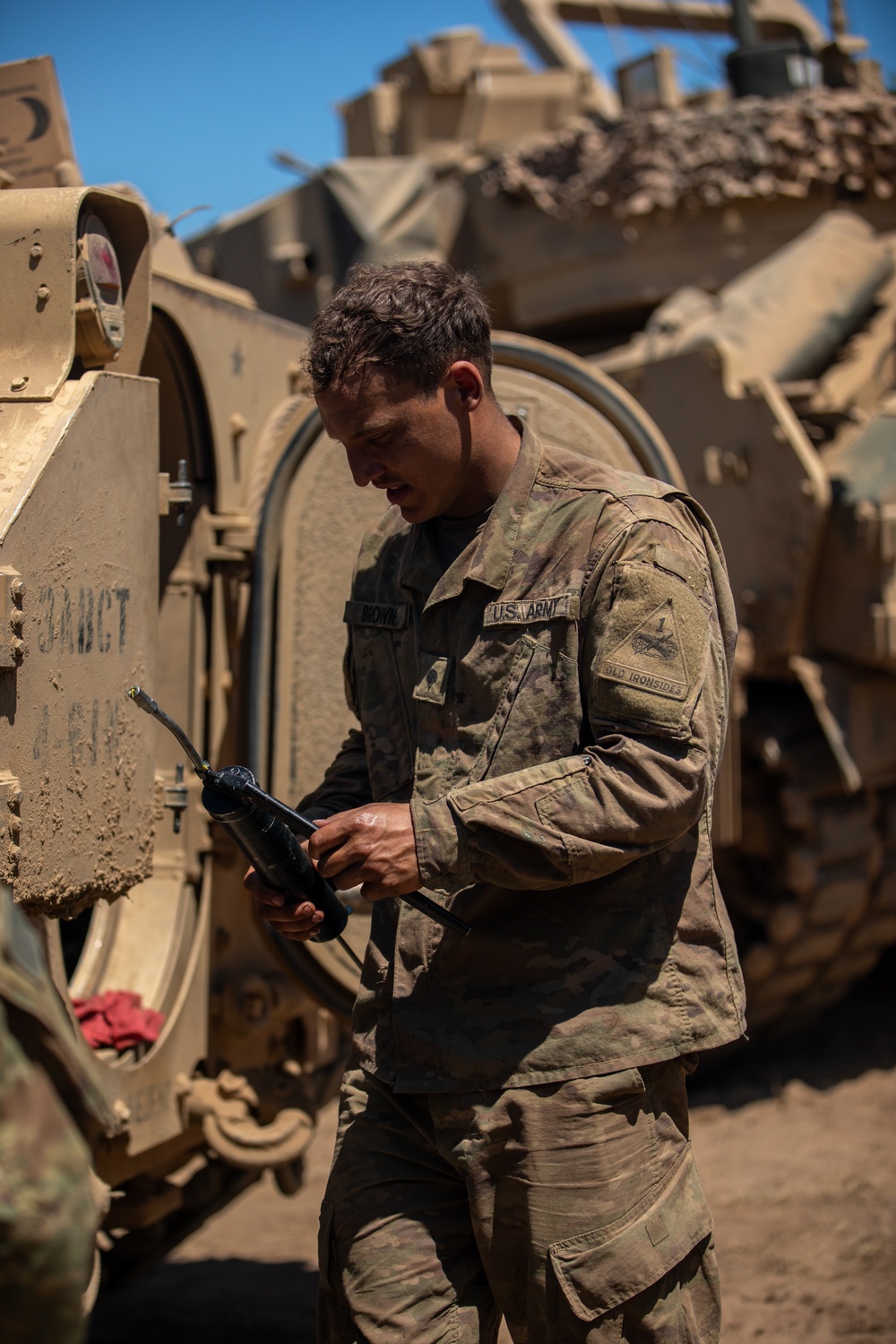U.S. Soldiers conduct maintenance at the Unit Maintenance Collection Point during Balkan Sentinel