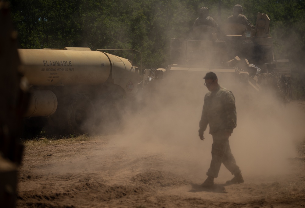 U.S. Soldiers conduct maintenance at the Unit Maintenance Collection Point during Balkan Sentinel