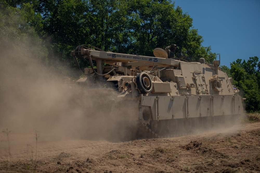 U.S. Soldiers conduct maintenance at the Unit Maintenance Collection Point during Balkan Sentinel