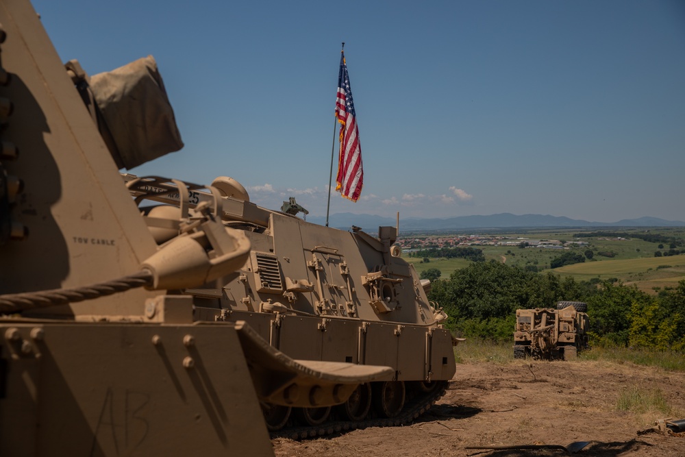 U.S. Soldiers conduct maintenance at the Unit Maintenance Collection Point during Balkan Sentinel