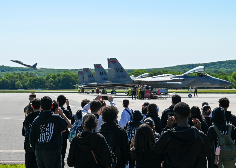 104th Fighter Wing hosts Springfield Central High School AFJROTC group for base tour