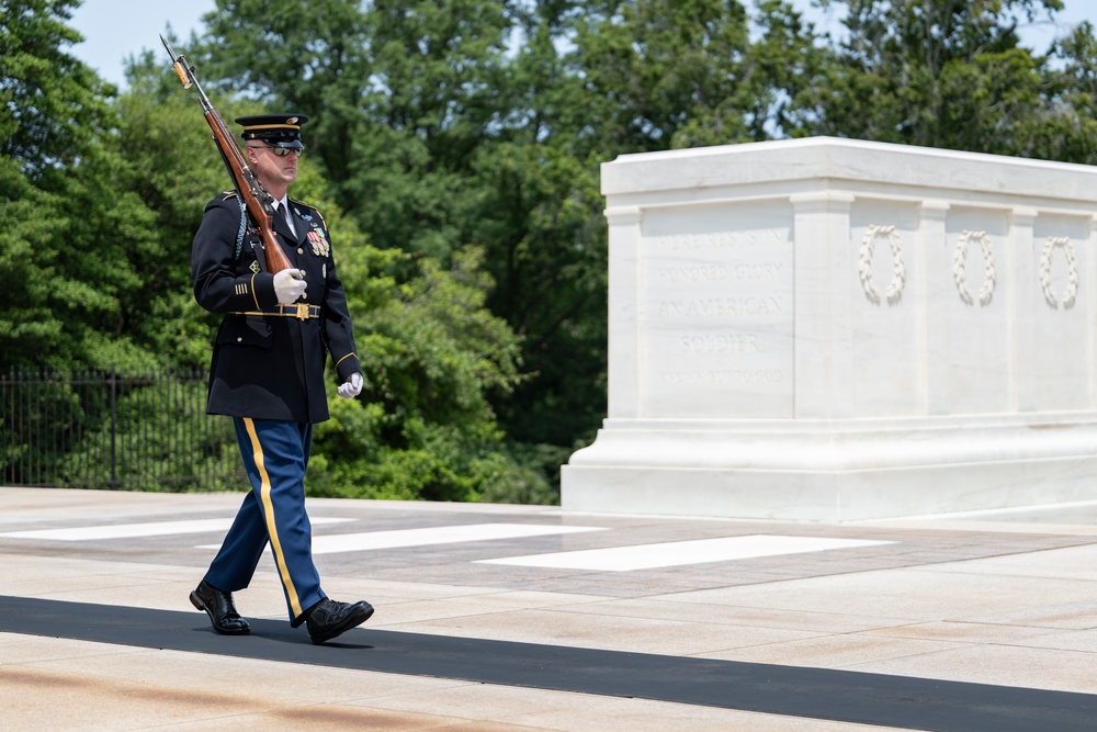 41st Sergeant of the Guard at the Tomb of the Unknown Soldier Sgt. 1st Class Andrew Jay Conducts His Last Walk at the Tomb of the Unknown Soldier