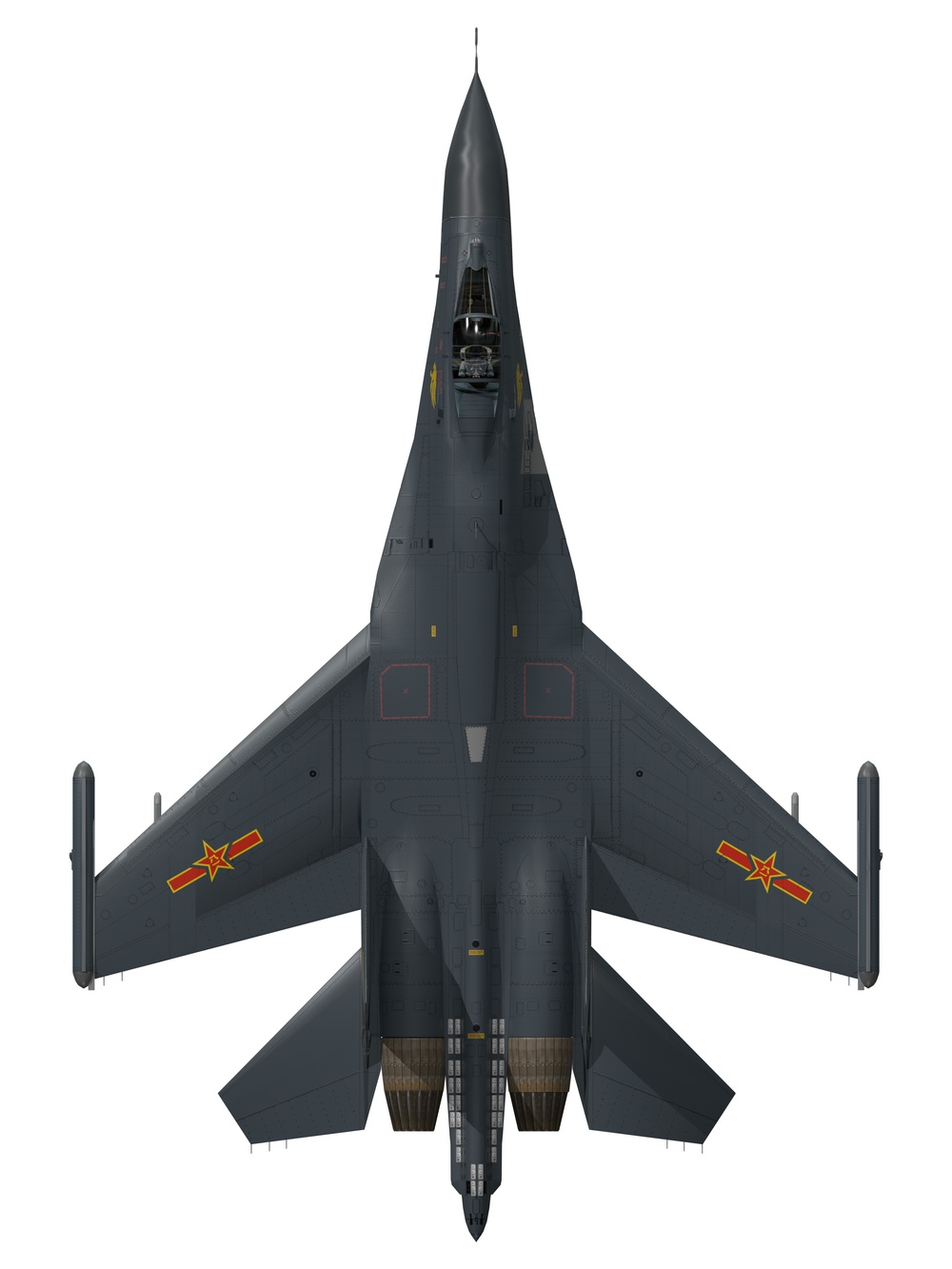 Shenyang J-11 Top Orthographic View Redo