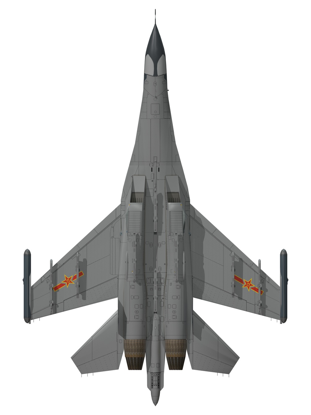 Shenyang J-11 Bottom Orthographic View Redo