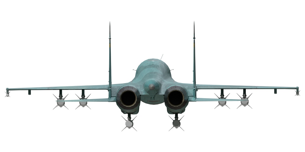 Sukhoi Su-34 Back Orthographic View