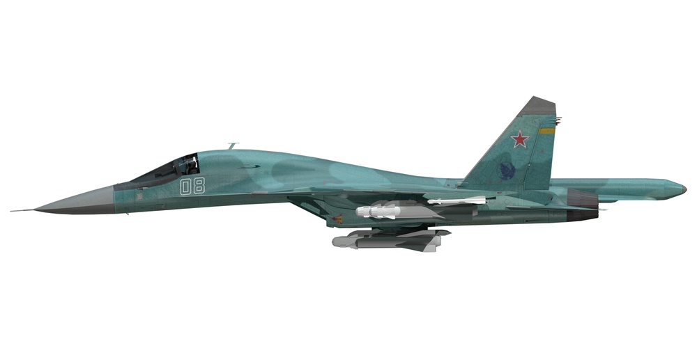 Sukhoi Su-34 Left Side Orthographic View