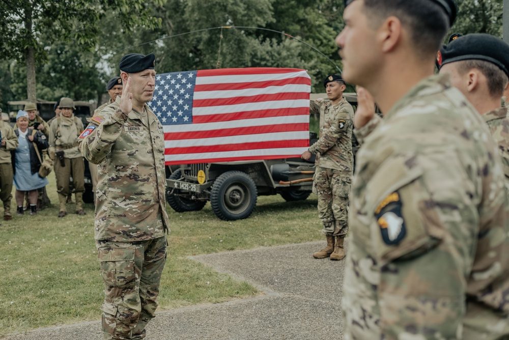 Screaming Eagles Take a Ride in World War II Vehicles and Conduct Reenlistment