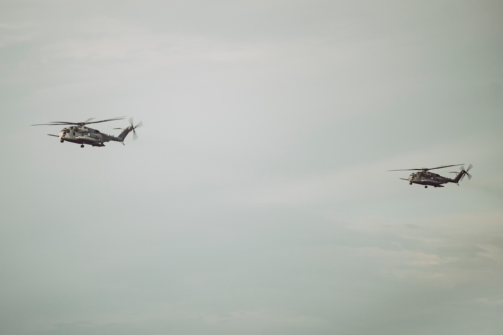 QUART: CH53s Conduct Deck Landing Qualifications Aboard USS Harpers Ferry