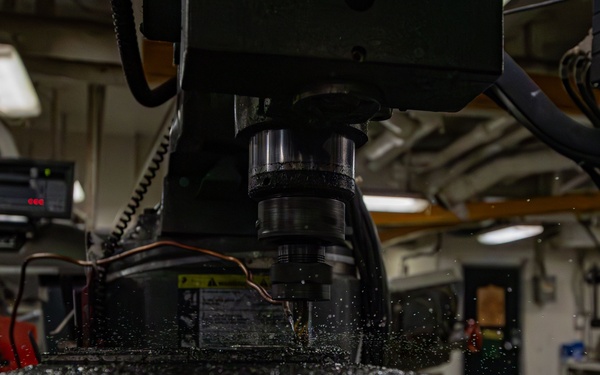 George Washington Sailors Work in the Machine Shop