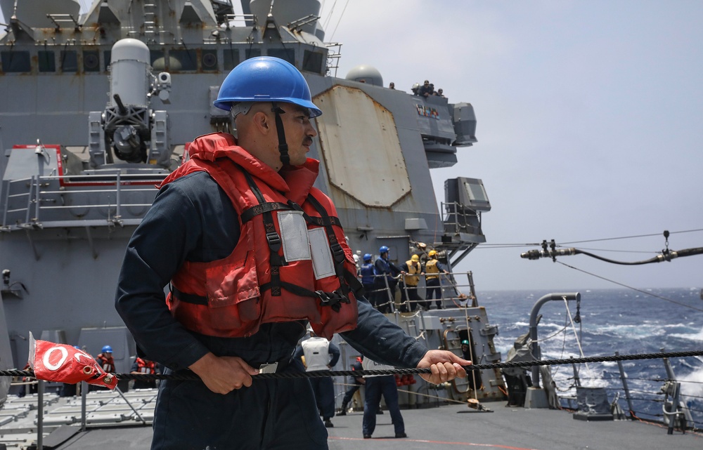 USS Milius conducts operations in the U.S. Central Command area of responsibility as part of the Carl Vinson Carrier Strike Group