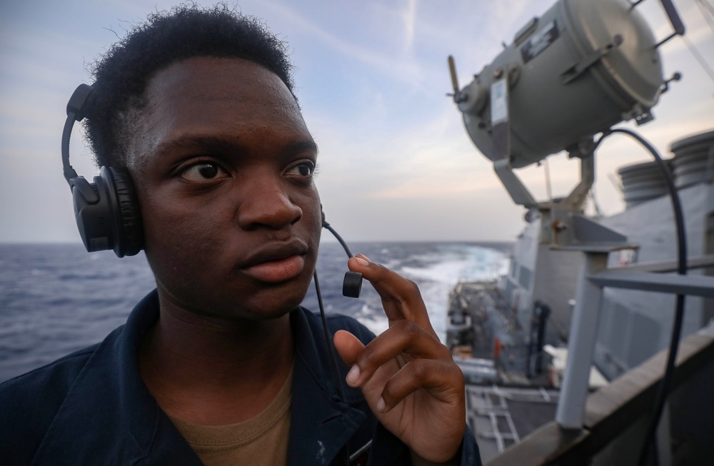 USS Milius conducts operations in the U.S. Central Command area of responsibility as part of the Carl Vinson Carrier Strike Group