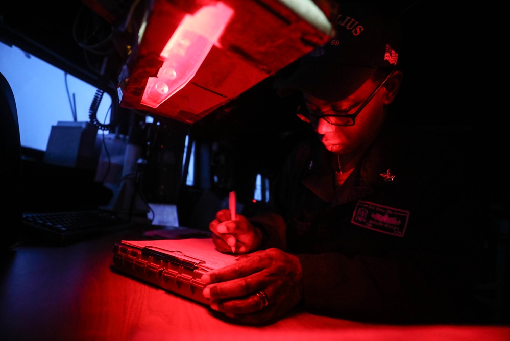 USS Milius conducts operations in the U.S. Central Command area of responsibility as part of the Carl Vinson Carrier Strike Group